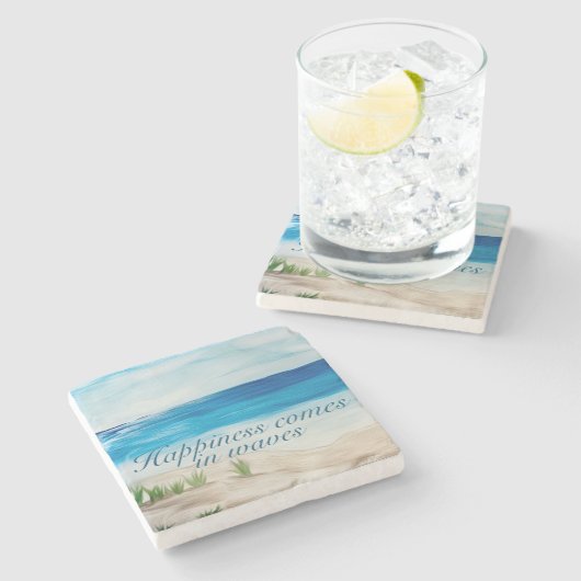 Glück kommt in Wellen Hard Plastic Untersetzer (Seitenansicht)