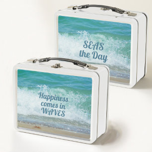 Glück kommt in Wellen MEERE den Tag Metall Brotdose