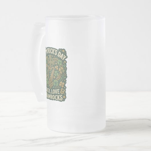 Glück Liebe Shamrocks St. Patrick’s Day Mattglas Bierglas (Vorderseite Links)