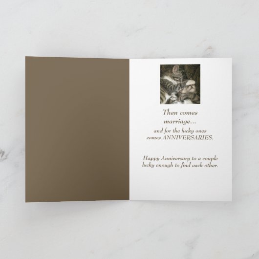 Glück mit Jubiläum Lucky Couple Spaß Cats Karte (Innenseite)