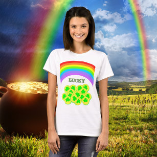 Glück mit Rainbows, Gold und Kleeblättern T - Shir T-Shirt