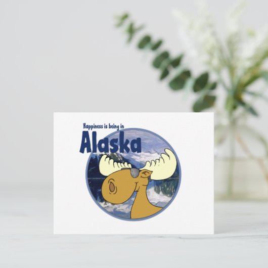 Glück Moose - Alaska Postkarte (Stehend Vorderseite)
