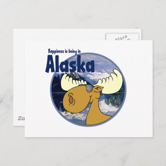 Glück Moose - Alaska Postkarte (Vorne/Hinten)