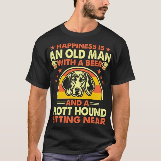 Glück Old Man Beer Plott Hound bei Geschenk T-Shirt (Vorderseite)