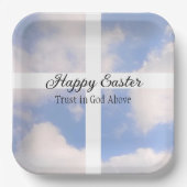 Glück Ostern Vertrauen in Gott Blau und Weiß Pappteller (Vorderseite)