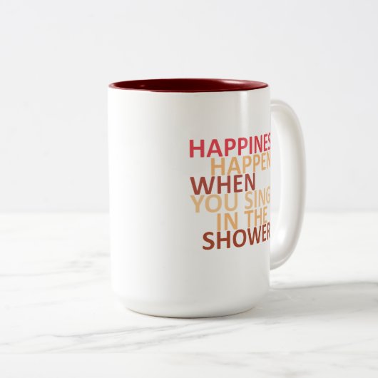 Glück passiert, wenn man in der Dusche singt Zweifarbige Tasse (VorderseiteRechts)
