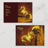 GLÜCK-PFERD-Monogramm Gold-Metallic-Papier Visitenkarte (Vorne/Hinten)