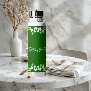 Glück Sie grünes Kleeblatt St. Patricks Day Celtic Trinkflasche