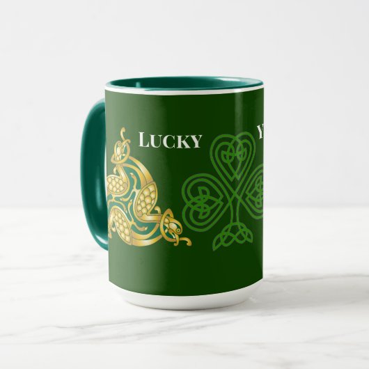 Glück Sie keltisch Design Saint Patrick's Day Gree Tasse (Vorderseite Links)
