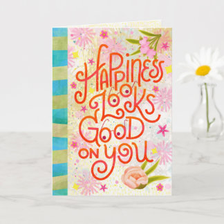 Glück sieht gut an dir aus – Whimsical Lettering Karte