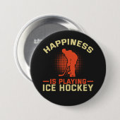 Glück spielt Eishockey Button (Vorne & Hinten)