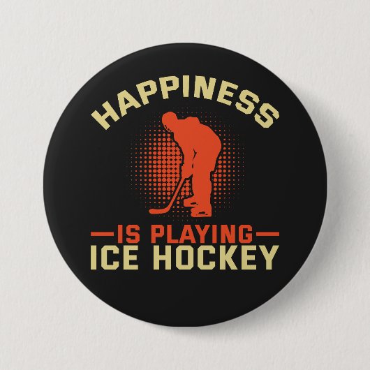Glück spielt Eishockey Button (Vorderseite)