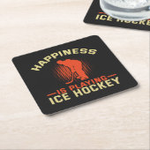 Glück spielt Eishockey Rechteckiger Pappuntersetzer (angewinkelt)