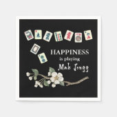 Glück spielt Mah Jongg Black Serviette (Vorderseite)