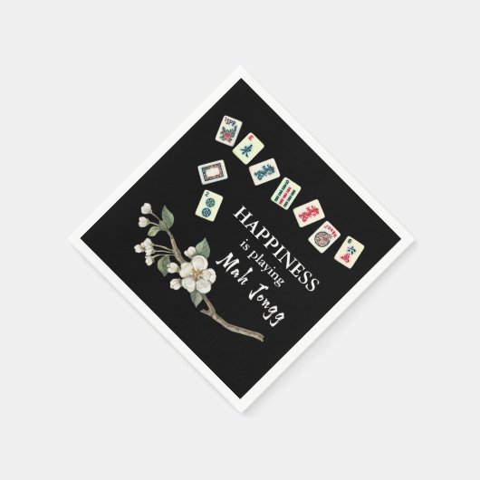 Glück spielt Mah Jongg Black Serviette (Ecke)