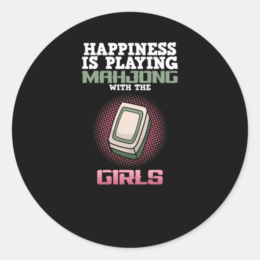 Glück spielt Mahjong Game Player Games Runder Aufkleber (Vorderseite)