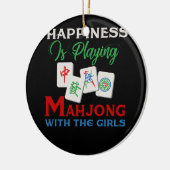 Glück spielt Mahjong mit den Mädchen Keramik Ornament (Links)