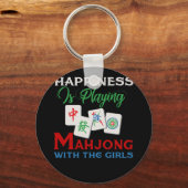 Glück spielt Mahjong mit den Mädchen Schlüsselanhänger (Vorderseite)