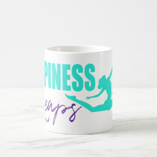 Glück springt herz hüpfendes Mädchen aqua lila Kaffeetasse