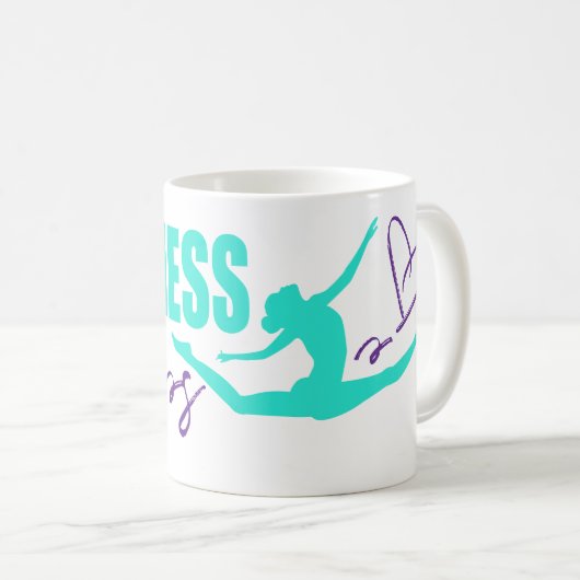 Glück springt Herzsprung Mädchen Aqua lila Kaffeetasse (VorderseiteRechts)