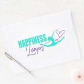 Glück springt Herzsprung Mädchen Aqua lila Ovaler Aufkleber (Umschlag)