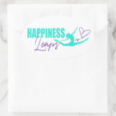 Glück springt Herzsprung Mädchen Aqua lila Ovaler Aufkleber (Tasche)