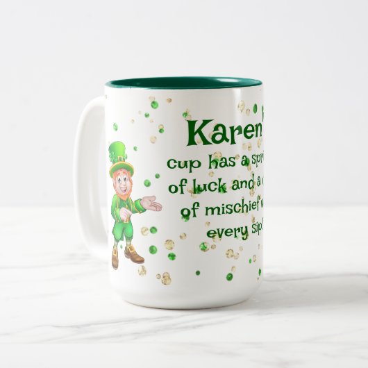 Glück und Mischief Zweifarbige Tasse (Vorderseite Links)