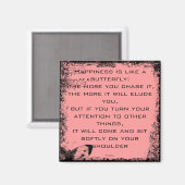 Glück und Schmetterlinge Zitat Magnet (Vorderseite/Rückseite)