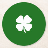 Glück Vierblättriges Kleeblatt Green Irish Kleebla Runder Pappuntersetzer (Vorderseite)