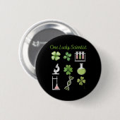 Glück, Wissenschaftsbecher, Chemie, Wissenschaftle Button (Vorne & Hinten)