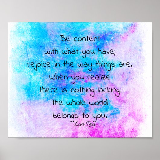 Glück Zen Zitat auf türkis und lila Poster (Vorne)