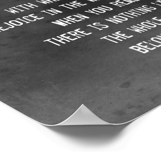 Glück zen Zitat Lao Tzu weiß auf Holzkohle grau Poster (Ecke)