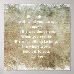 Glück zen Zitat Wand Kunst Sepa und grau