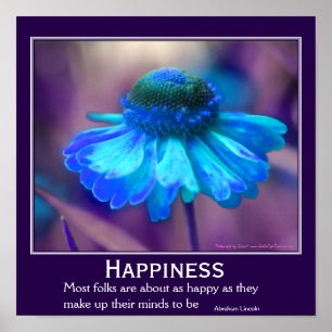 Glück Zinnien-Blume Inspirierendes Zitat Poster