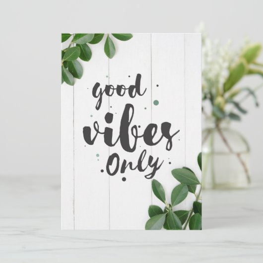 Glück Zitat nur gute Vibes Save The Date (Stehend Vorderseite)