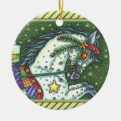 GLÜCKGRAUEN IN EINER EINZIGEN PFERDE OFFENE SCHLAC KERAMIK ORNAMENT (Vorne)