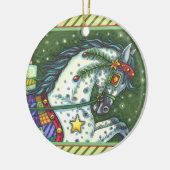 GLÜCKGRAUEN IN EINER EINZIGEN PFERDE OFFENE SCHLAC KERAMIK ORNAMENT (Links)