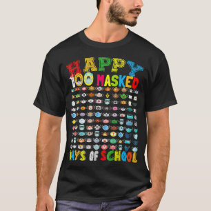 Glücklich 100 Maskierter Schultag 100 Sonnenmasken T-Shirt