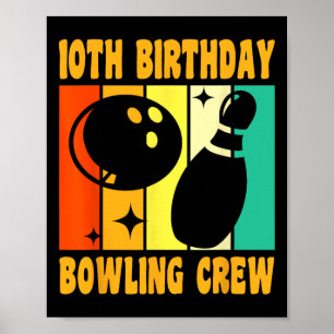 Glücklich 10 Geburtstag 10 Jahre Vintager Bowling Poster