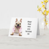 GLÜCKLICH **16.** GEBURTSTAG SAGT BULLDOG KARTE (Gelbe Blume)