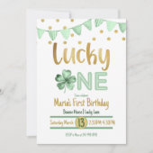 Glücklich 1 Gold erster Geburtstag Einladung (Vorderseite)