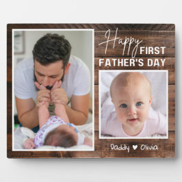 Glücklich 1. Vatertag Neuer Papa 2 Foto Dunkles Ho Fotoplatte