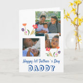 Glücklich 1. Vatertag Papa Blume 3 Foto Karte (Gelbe Blume)