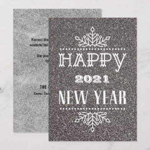 GLÜCKLICH 2021 - NEUES JAHR   Moderne Typografie Feiertagskarte