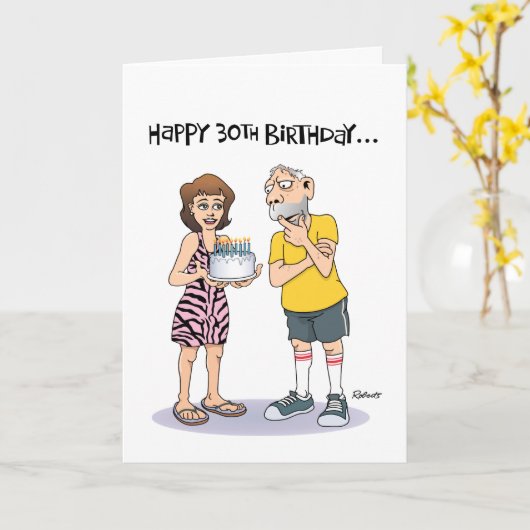 Glücklich 30. x 2 Geburtstag Karte (Gelbe Blume)