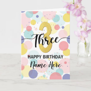 Glücklich 3. Geburtstag Pastel Rainbow Goldene Fra Karte