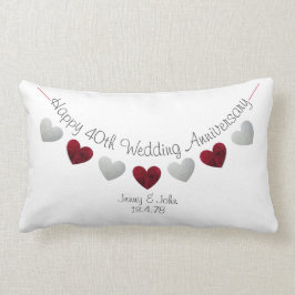 Glücklich 40. Hochzeit Jahrestag Ruby Rose Herzen Lendenkissen