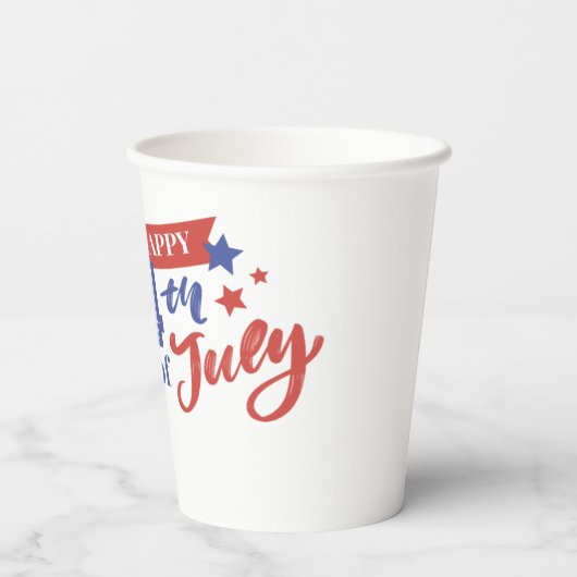 Glücklich 4. Juli 8 oz Papier Cups Pappbecher (Rückseite)