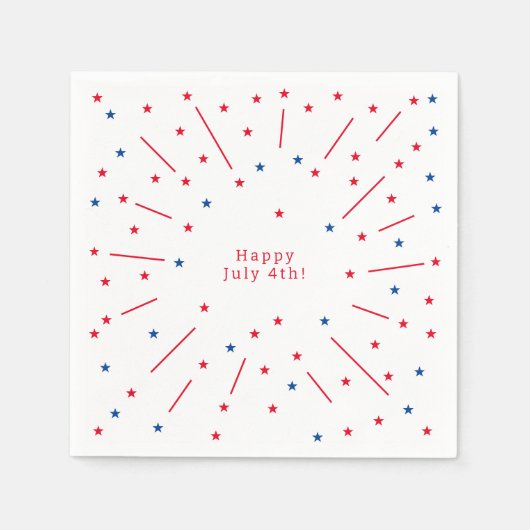 Glücklich 4. Juli Feuerwerke und Sterne Serviette (Vorderseite)