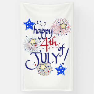 Glücklich 4. Juli! mit Feuerwerk und Sternen Banner
